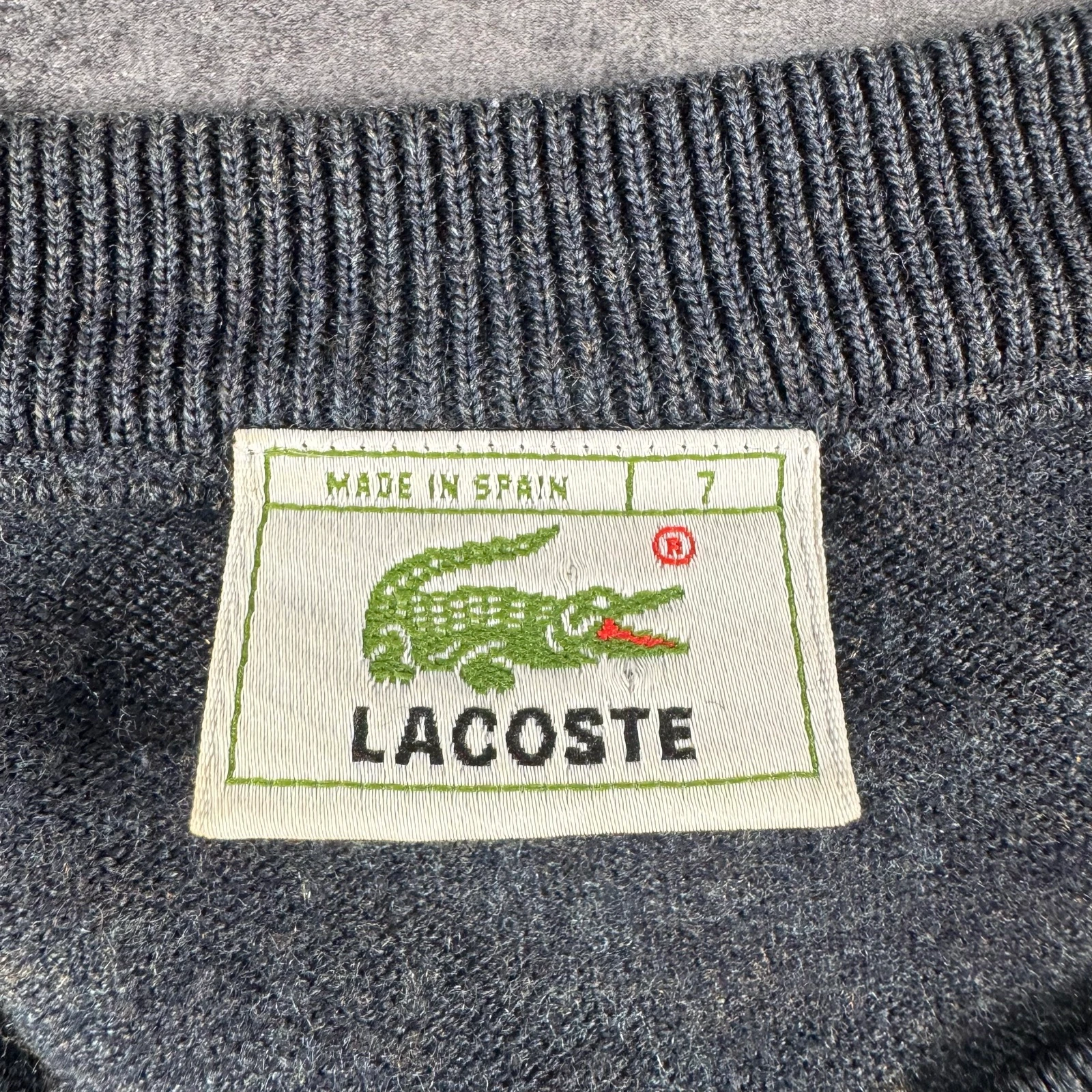 Lacoste Crewneck Sweater Grey Premium Vintage 90's Archive Tactical Made in Spain Wool Knit Jumper – photo 12